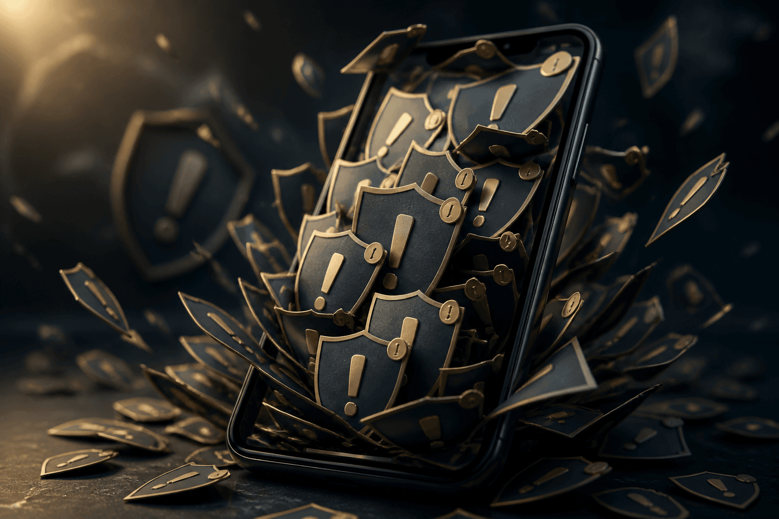 Phone overflowing with identity alerts to illustrate monitoring dashboards