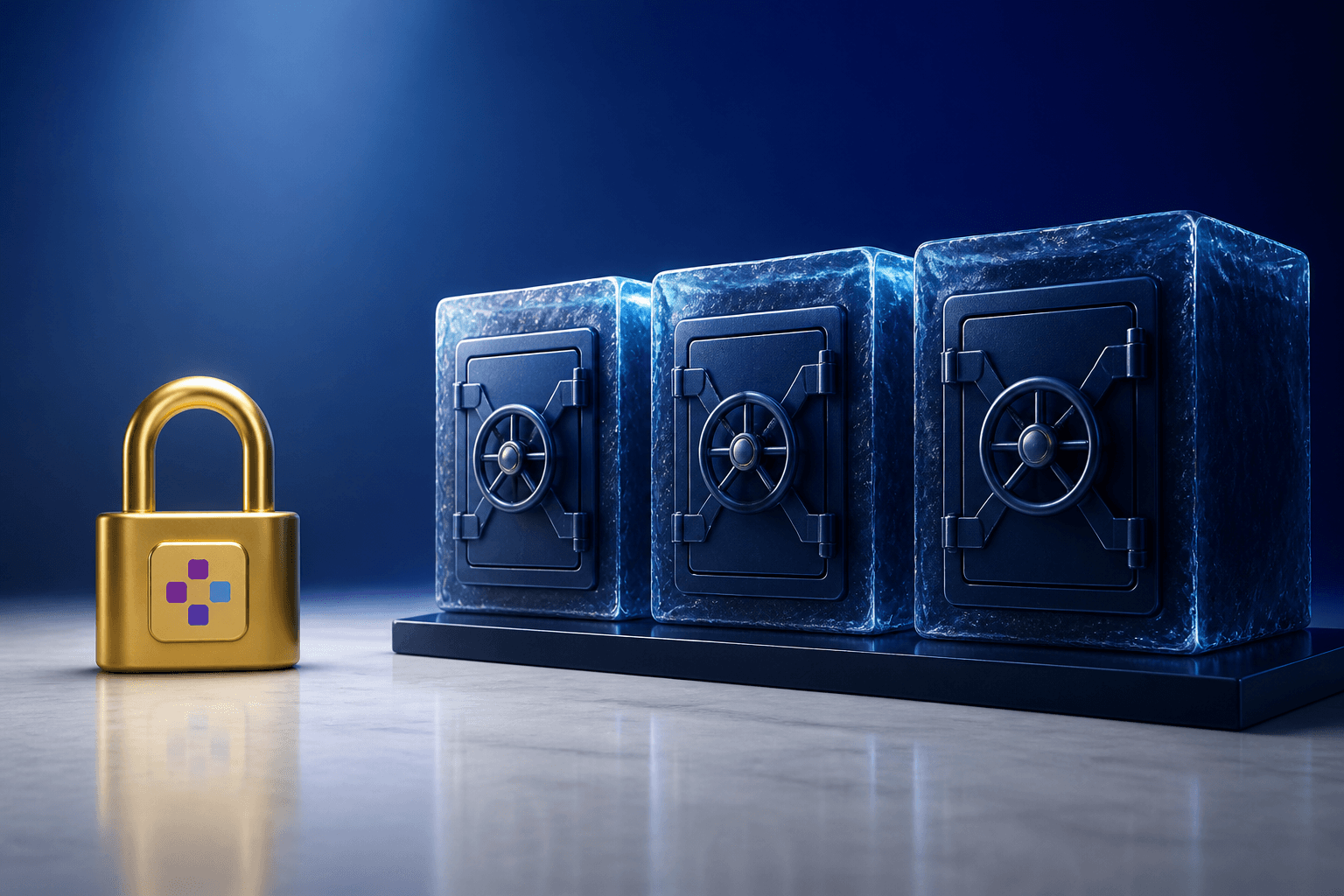 One in-app lock beside three bureau freeze vaults